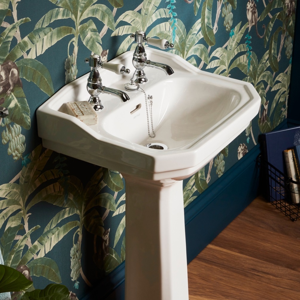 product lifestyle image of heritage granley cloakroom basin 2 tap hole pgrw07